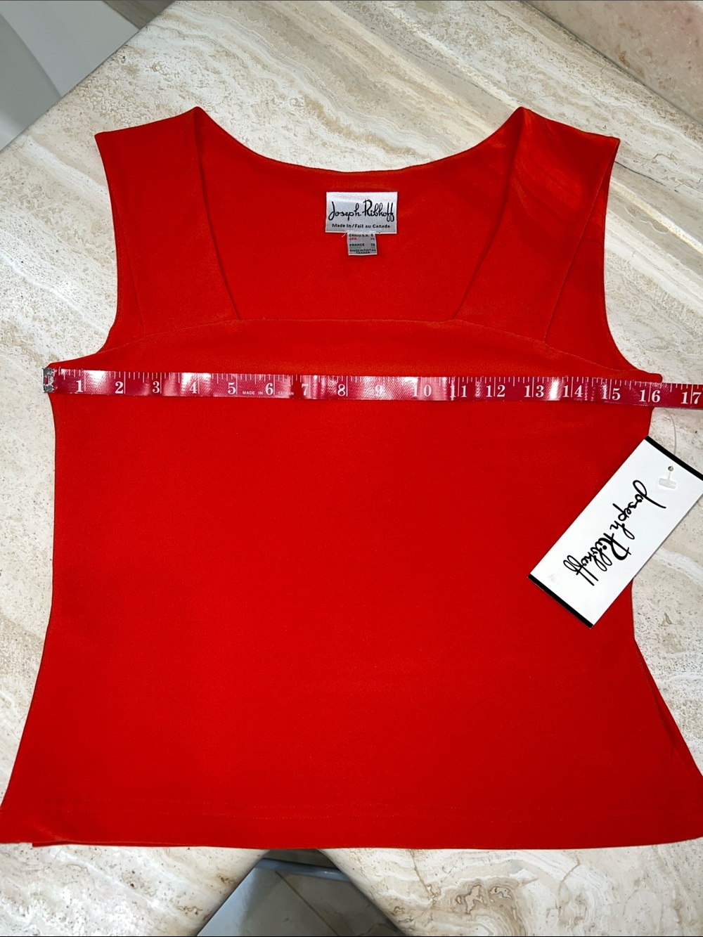 Joseph Ribkoff Bright Red-Orange Square-Neck Tank - Picture 8 of 9